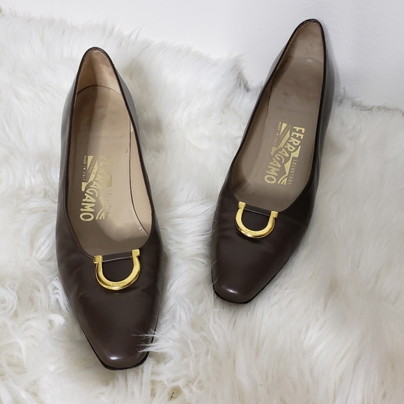 RARE Vintage Salvatore Ferragamo Couture Gancini Shoes Heels Low Walking Comfort - Picture 12 of 16